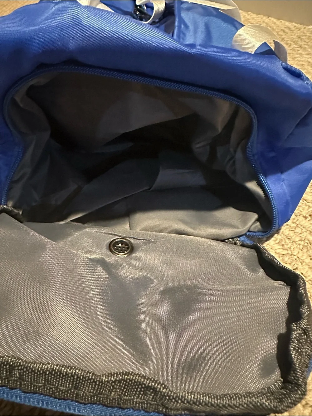 HALARA Blue Gym Duffel Bag with White Straps